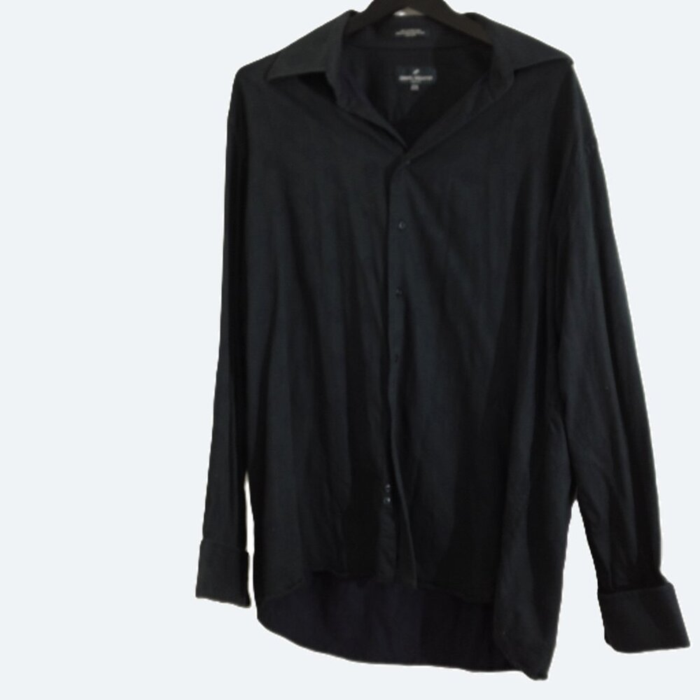 COPY - Daniel Hechter Paris dark blue dress shirt monogram 100% cotton size XL
